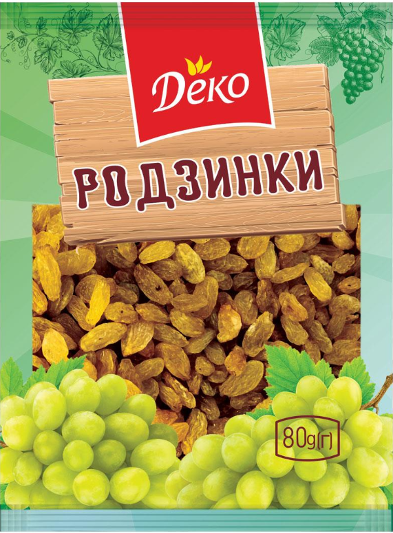 Ізюм світлий 80г/60шт Деко