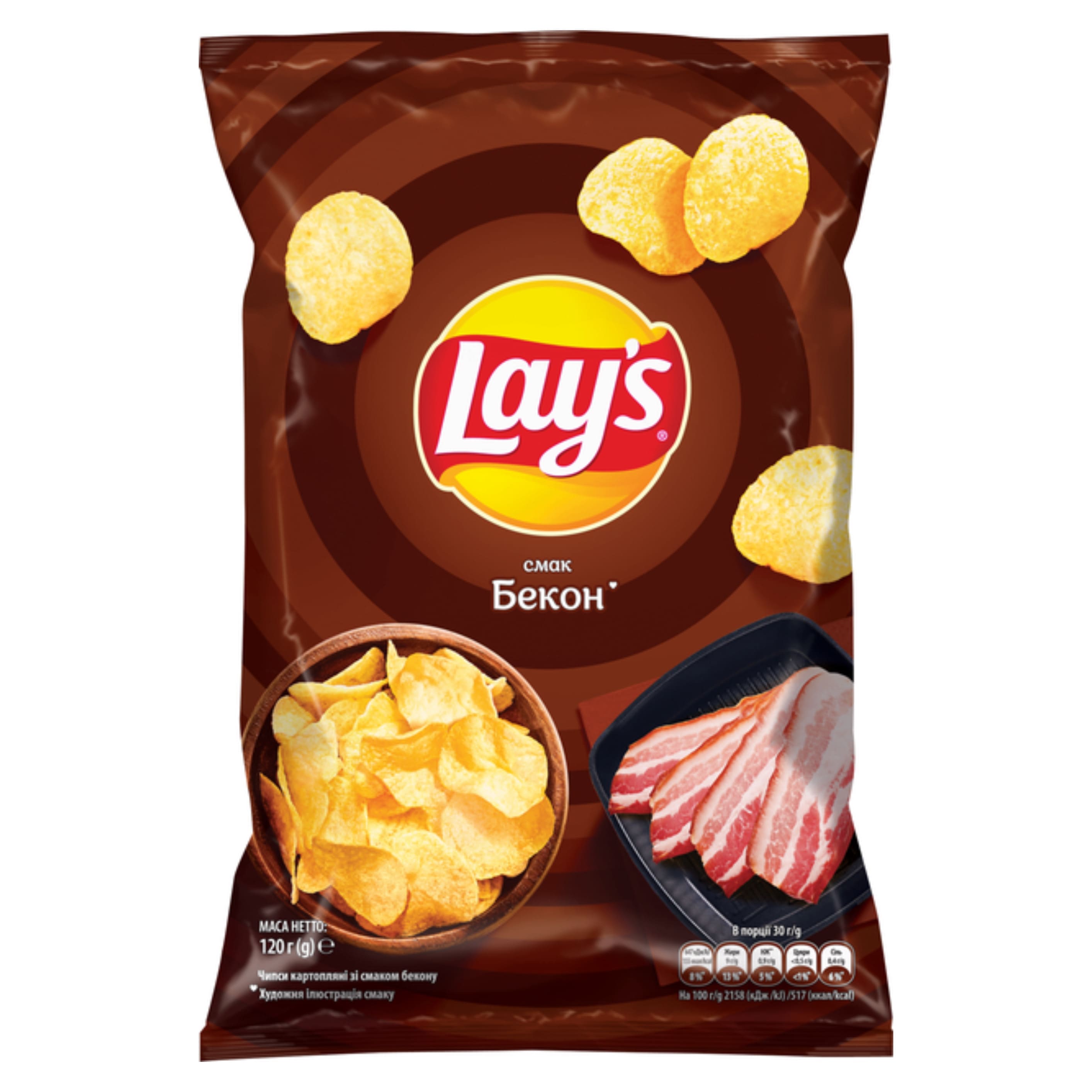 Чіпси картопляні Lays Бекон 0.120кг