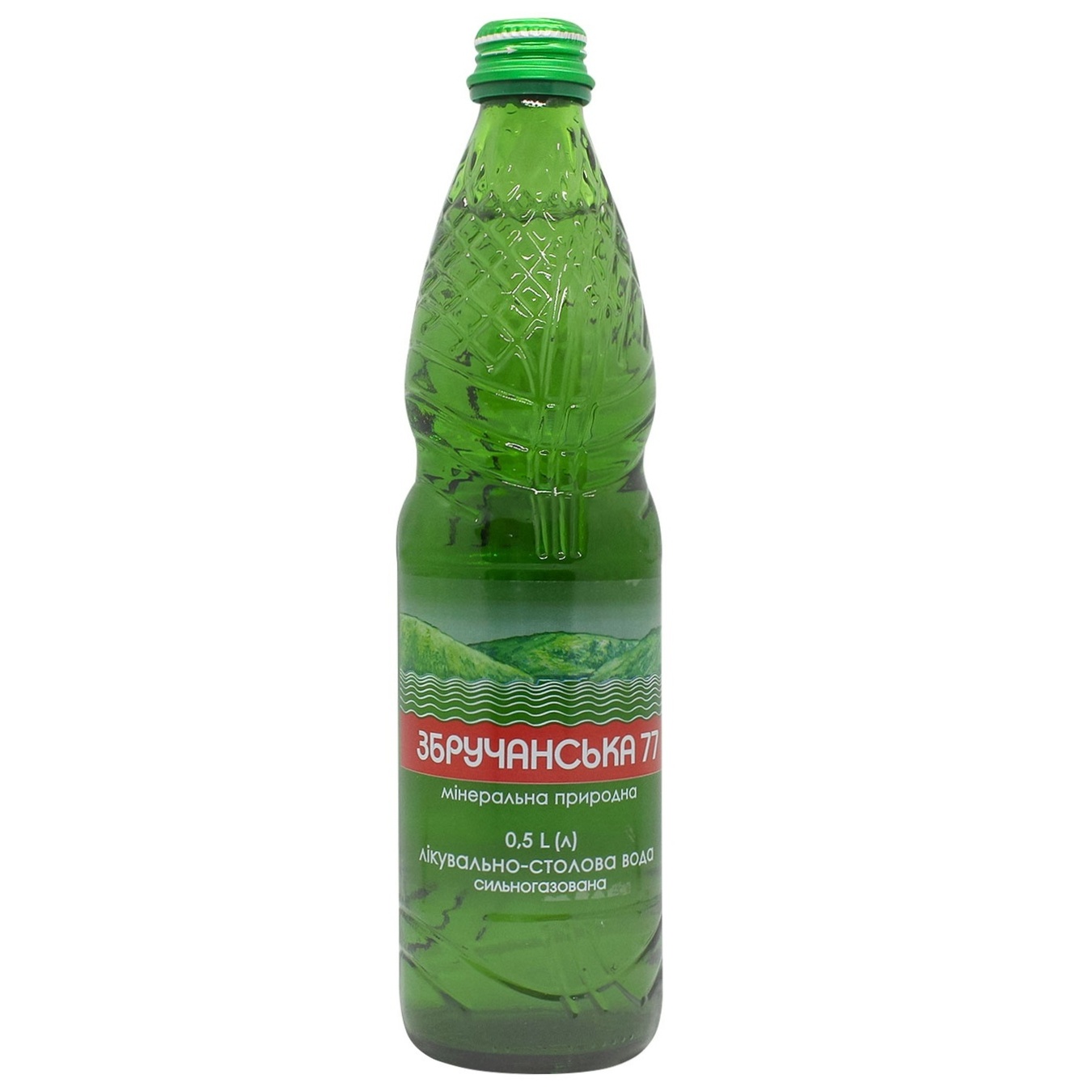 Вода лікувально-столова с/газ Оболонь Збручанська 77 0.5л скло