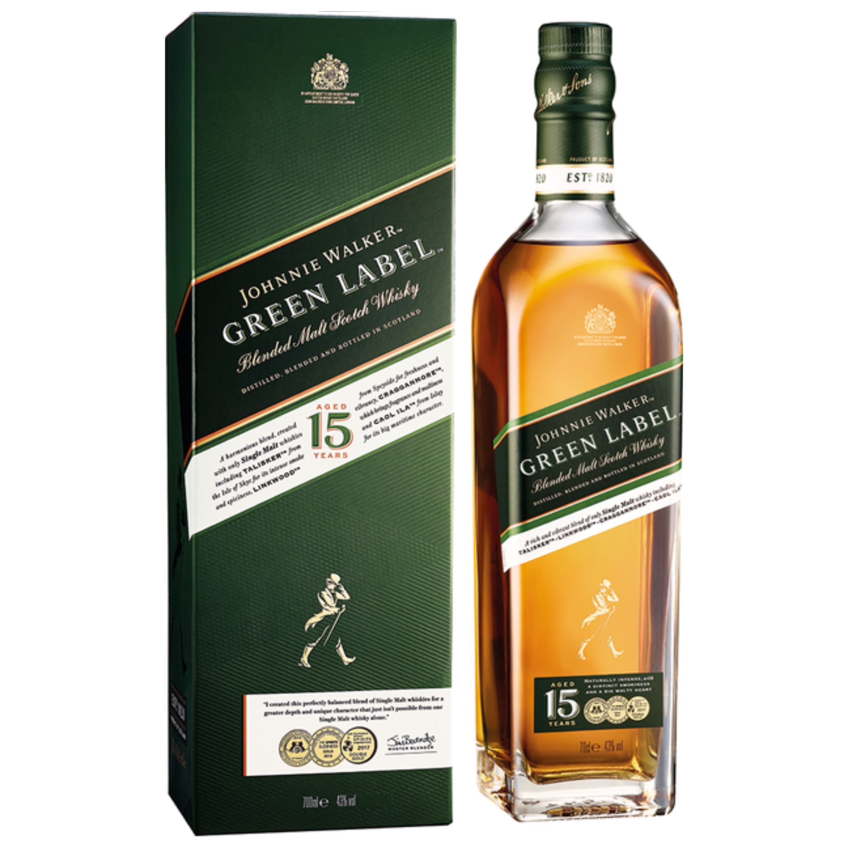 Віскі Johnnie Walker Green Label 43% 0.7 л gift box
