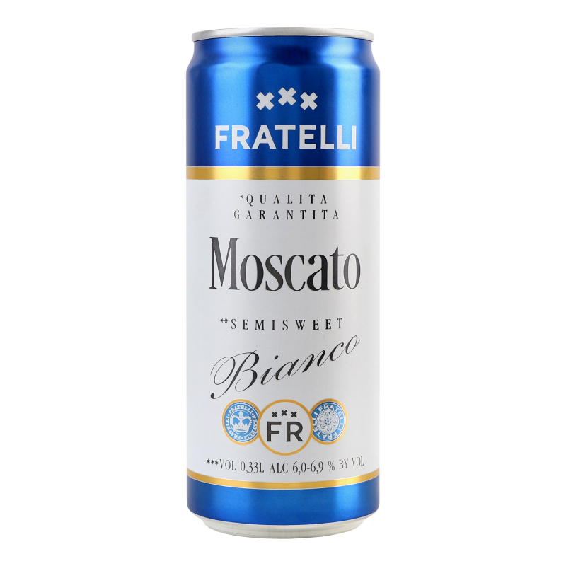 Напій вин. ігр. Fratelli Moscato Bianco н/сол. білий 6.9% 0.33 л з/б