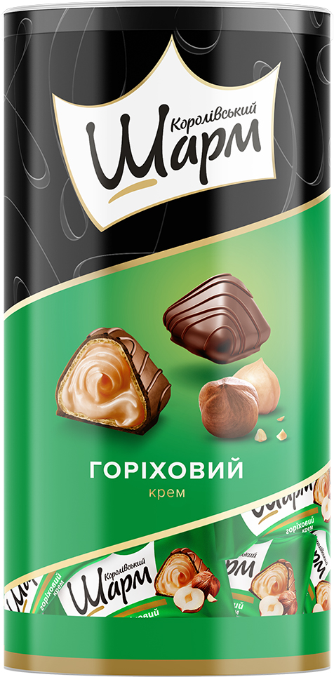 Цукерки Королівський шарм АВК з горіховою начинкою (тубус) 235г