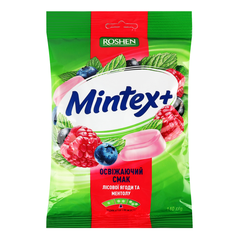 Карамель Рошен Mintex+ Berry лісові ягоди ментол 140г