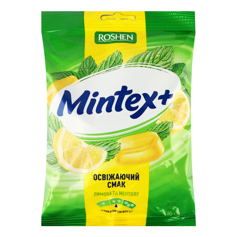Карамель Рошен Mintex+ Lemon лимон ментол 140г