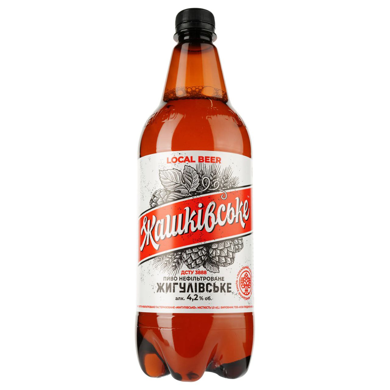 Пиво Жашківське Жигулівське світле нефільтр. 4.2% 1 л ПЕТ