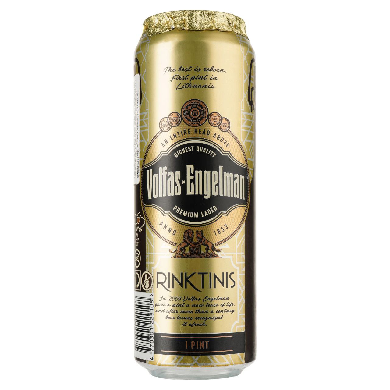 Пиво Volfas Engelman Rinktinis Premium Lager світле 5.2% 0.568 л з/б