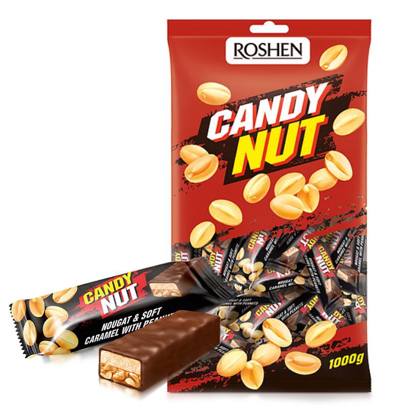 Цукерки Рошен Candy Nut нуга м'яка карамель арахіс 1кг