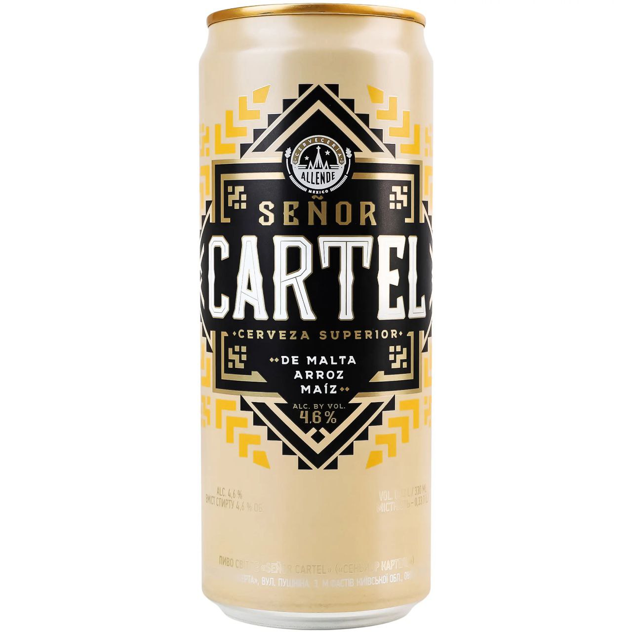 Пиво Senor Cartel світле 4.6% 0.33 л з/б