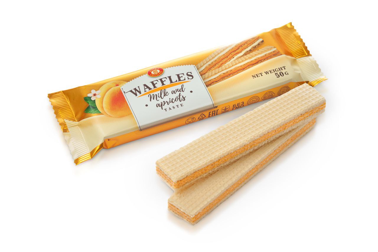 Вафлі МОЛОЧНО-АБРИКОСОВИЙ СМАК ХБФ 50г