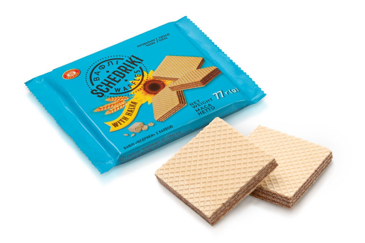 Вафлі ЩЕДРИКИ ХБФ з халвою (квадрат) 77г