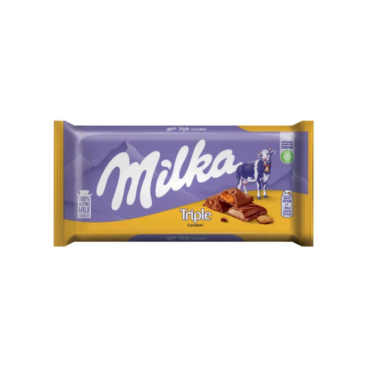 Шоколад Milka Tripla Caramel молочний з карамеллю 90г