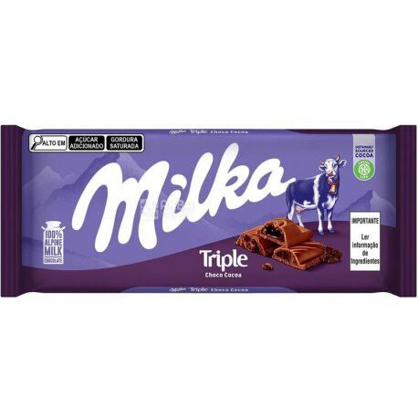 Шоколад Milka Tripla Chocolate молочний з шоколадним кремом 90г