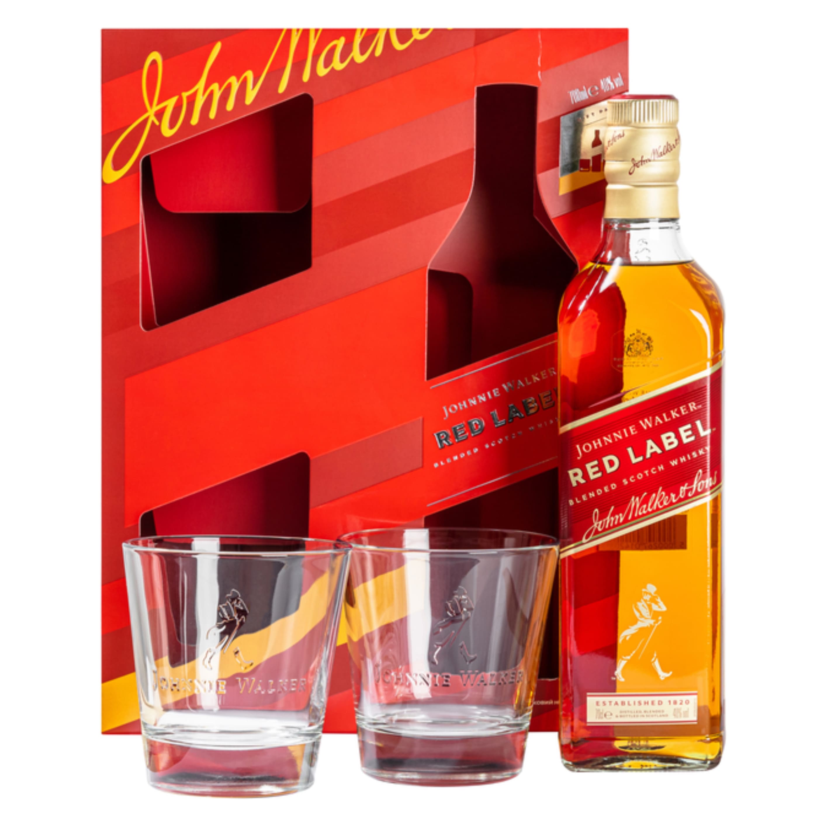 Віскі Johnnie Walker Red Label 40% 0.7 л + 2 склянки 