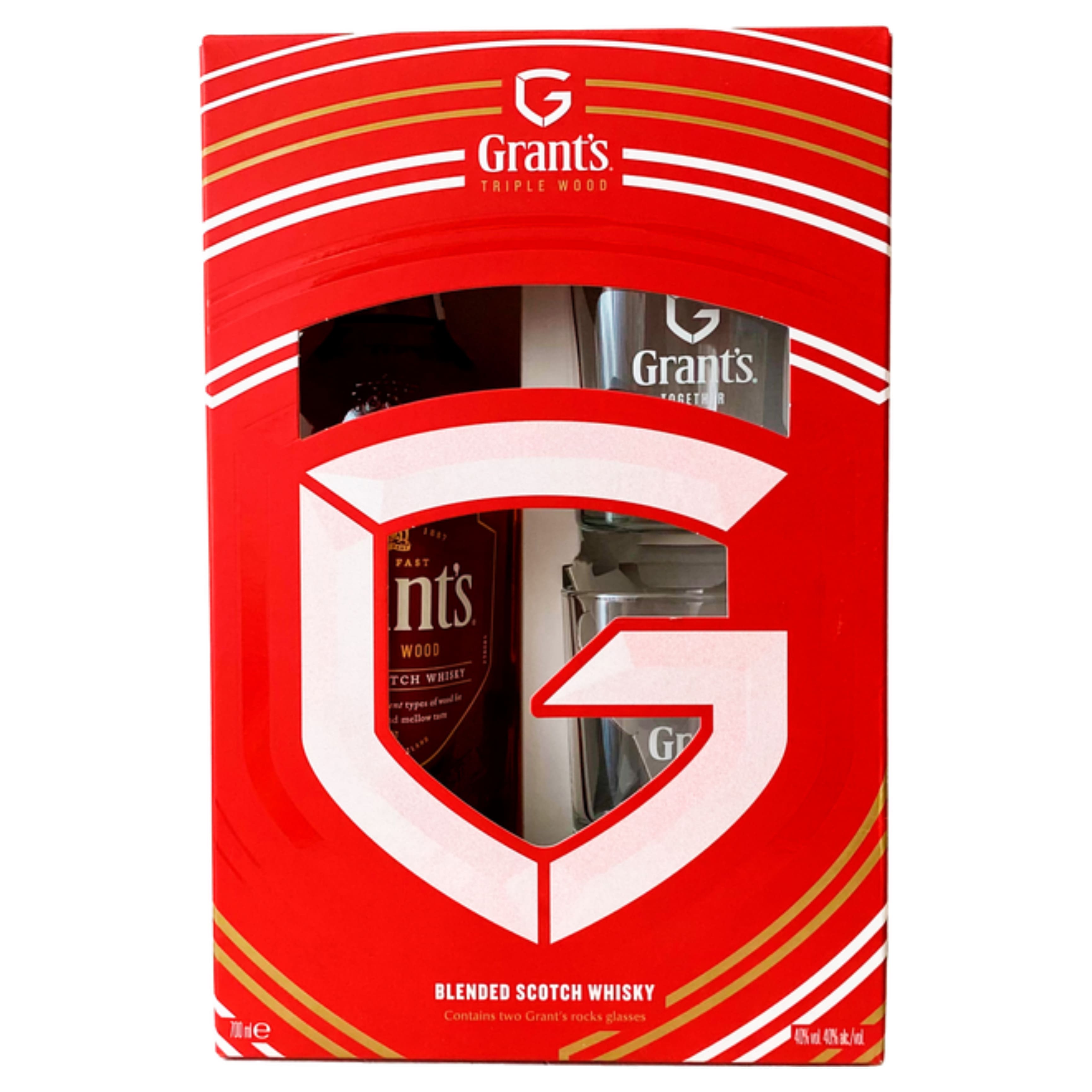 Віскі Grant's Triple Wood 40% 0.7 л + 2 склянки