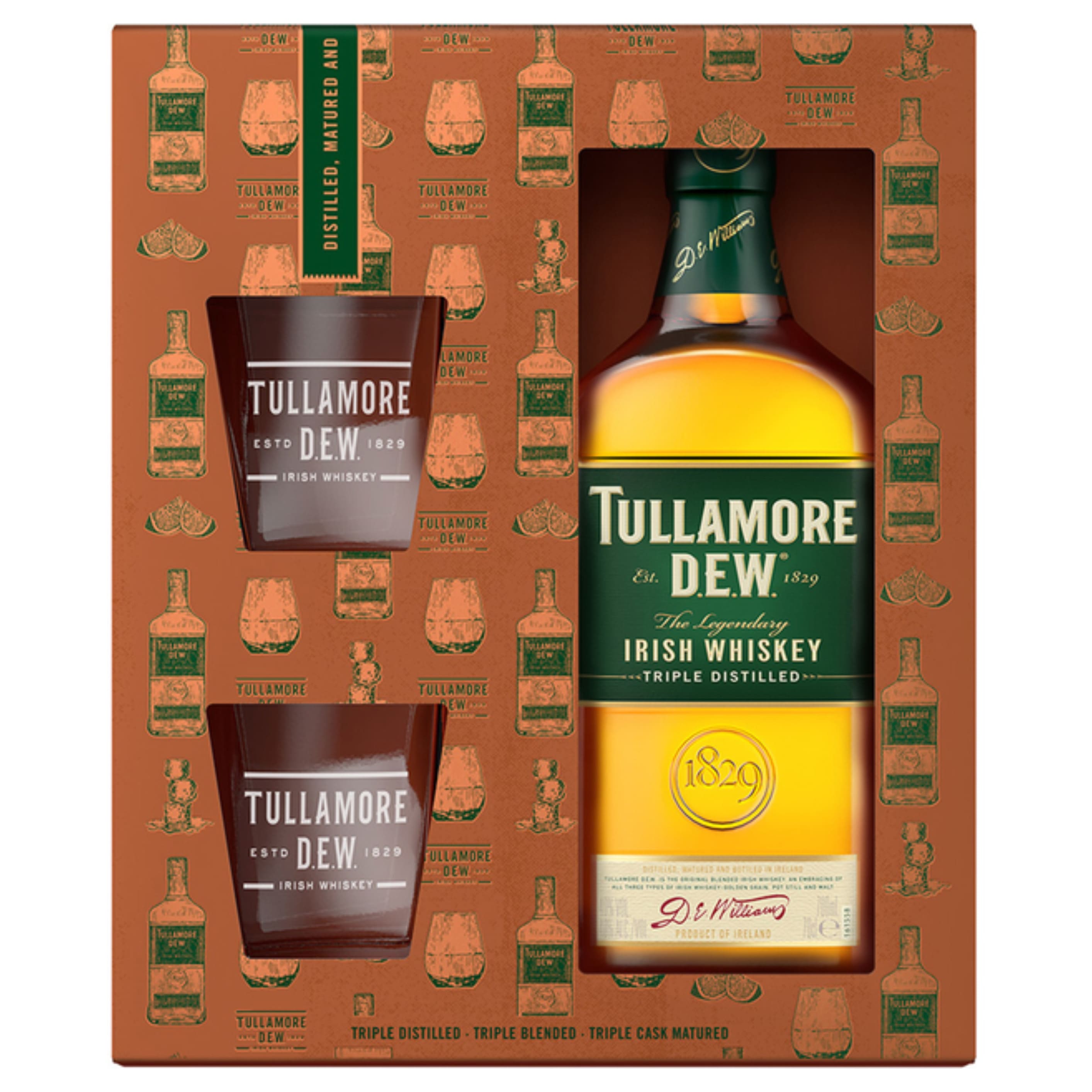 Віскі Tullamore Dew Original 40% 0.7 л  + 2 склянки