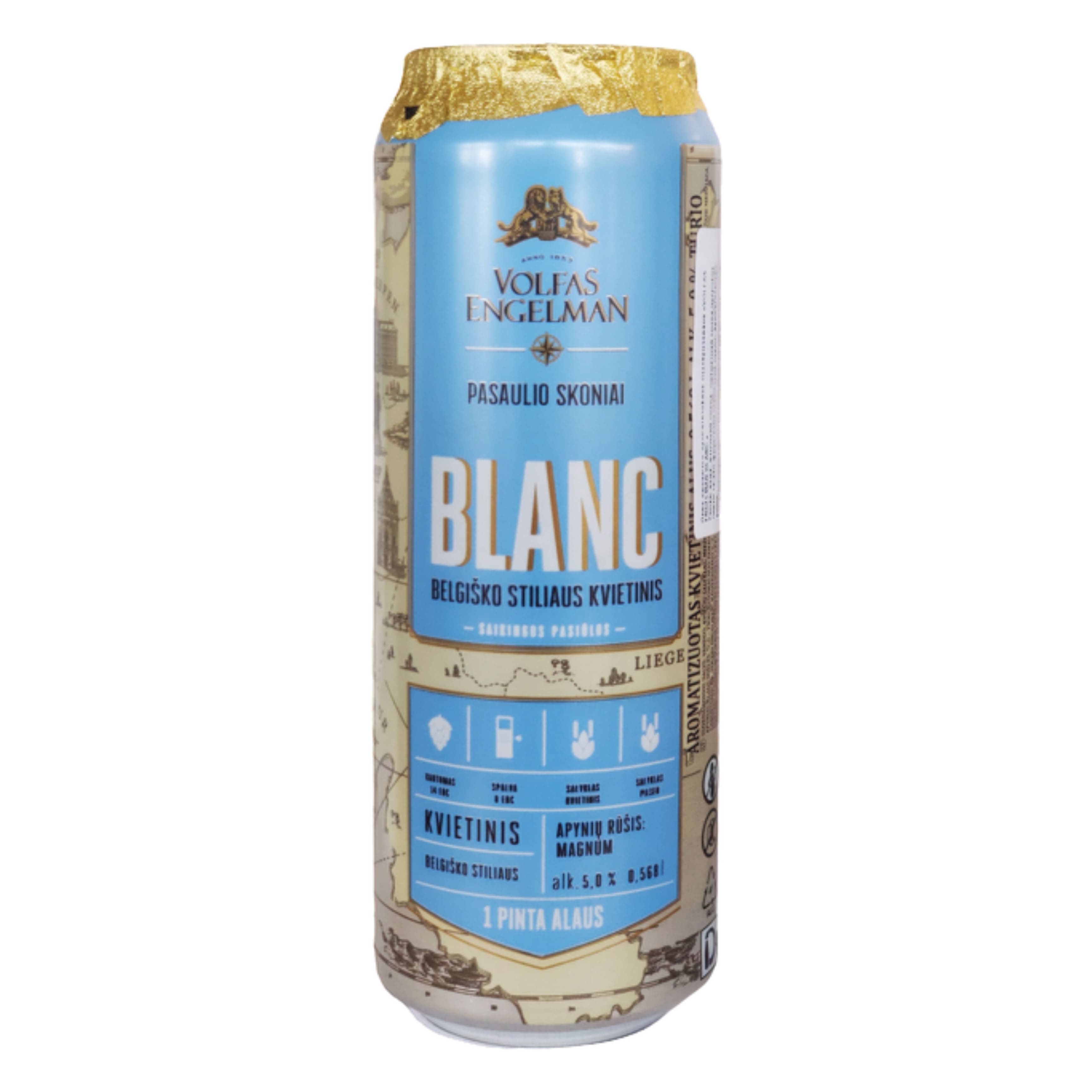 Пиво Volfas Engelman Blanc світле 5% 0.568 л з/б