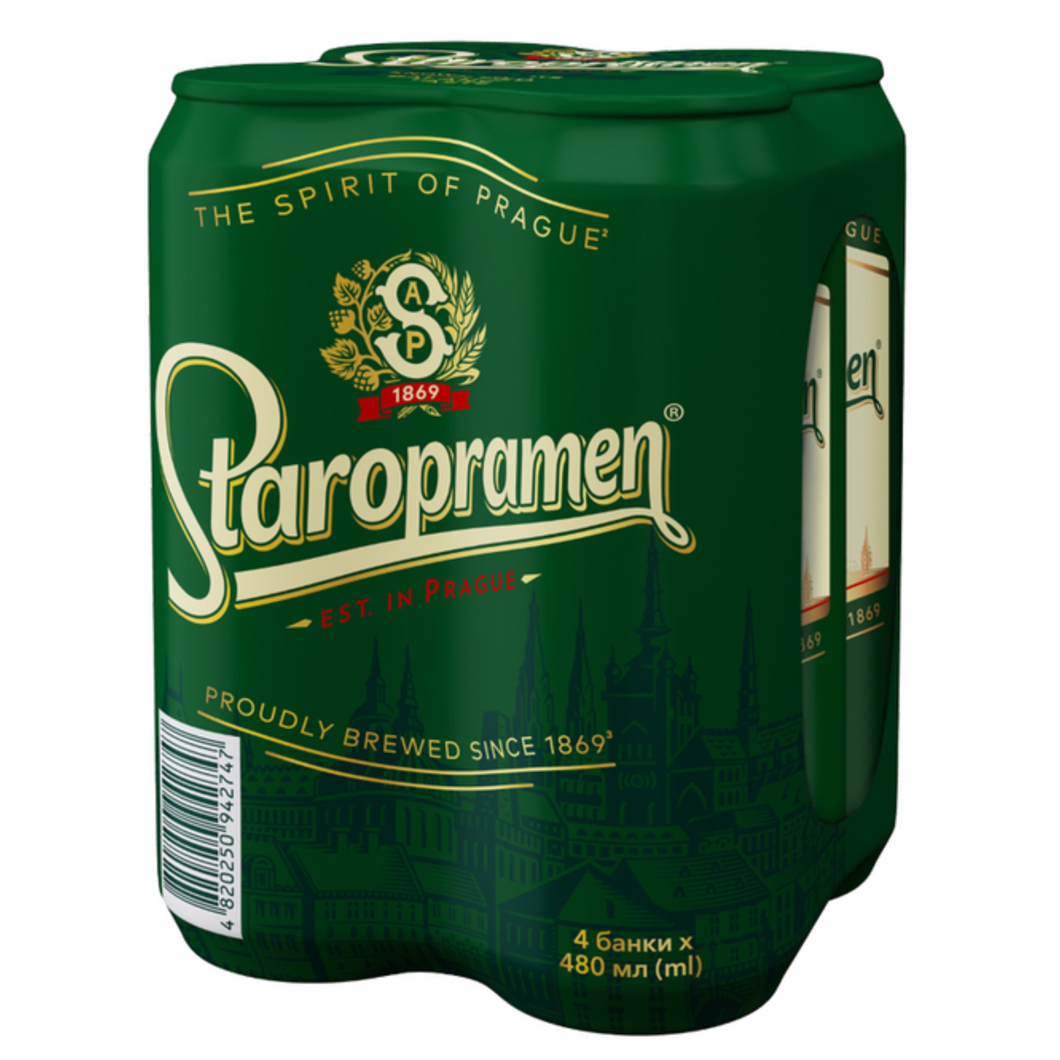 Пиво Staropramen світле 4.2% 4шт по 0.48 л з/б