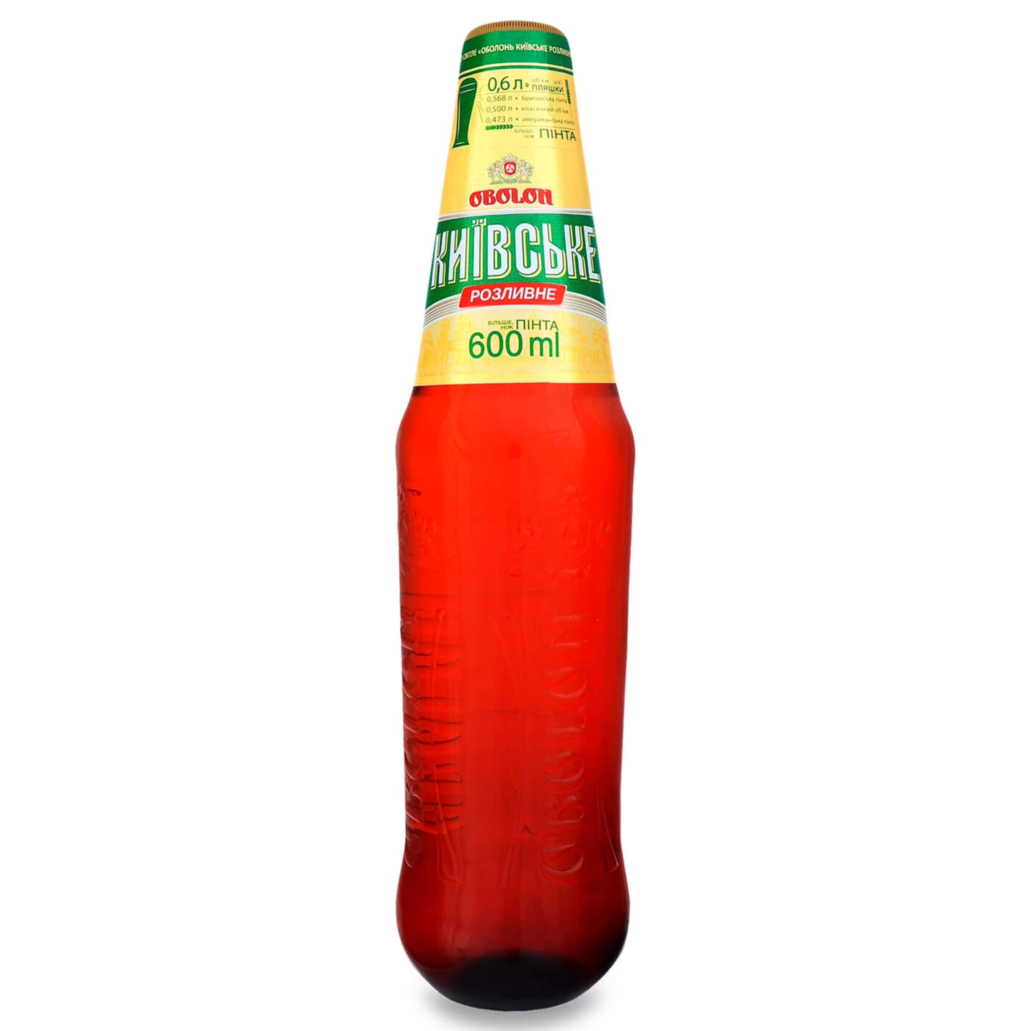 Пиво Оболонь Київське Розливне світле 3.8% 0.6 л ПЕТ