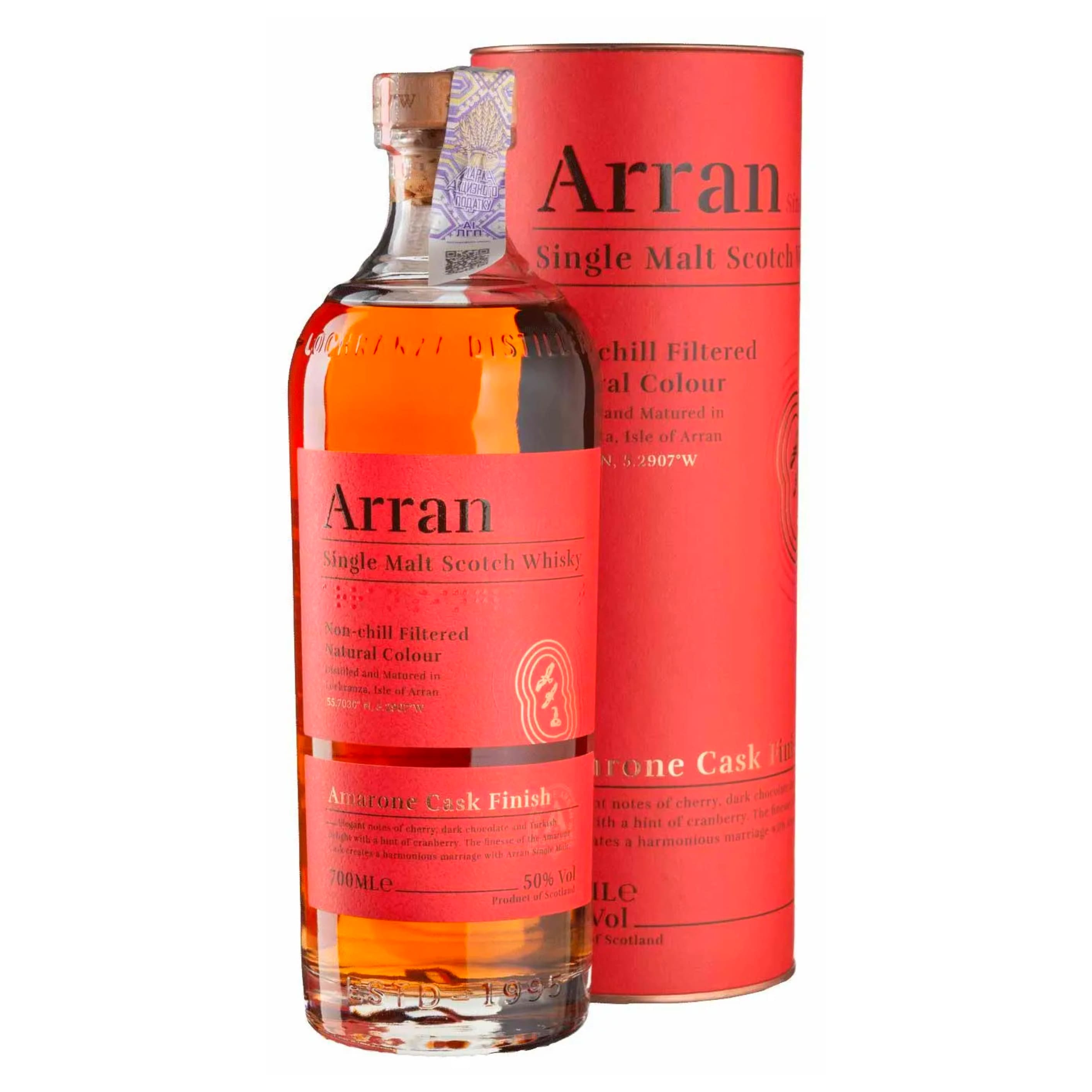 Віскі Arran Amarone Cask 50% 0.7 л tube