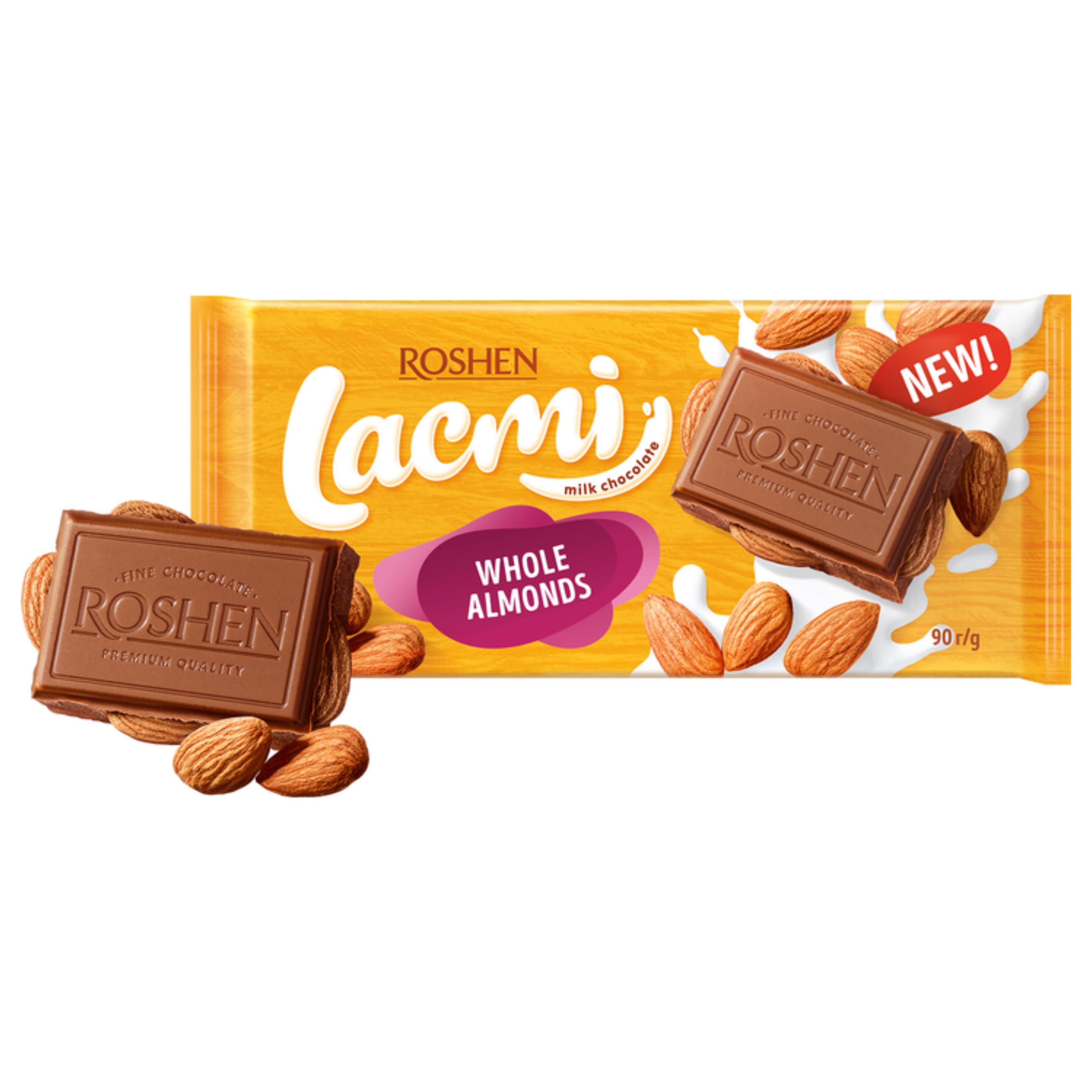 Шоколад Lacmi молочний мигдаль 90г