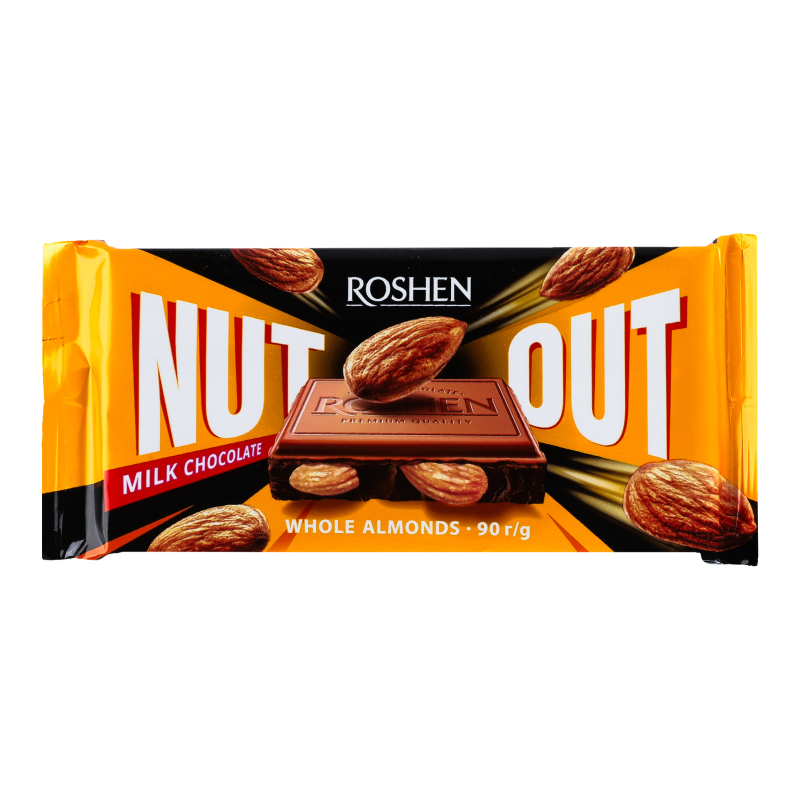 Шоколад Roshen Nut молочний ціл мигдаль 90г