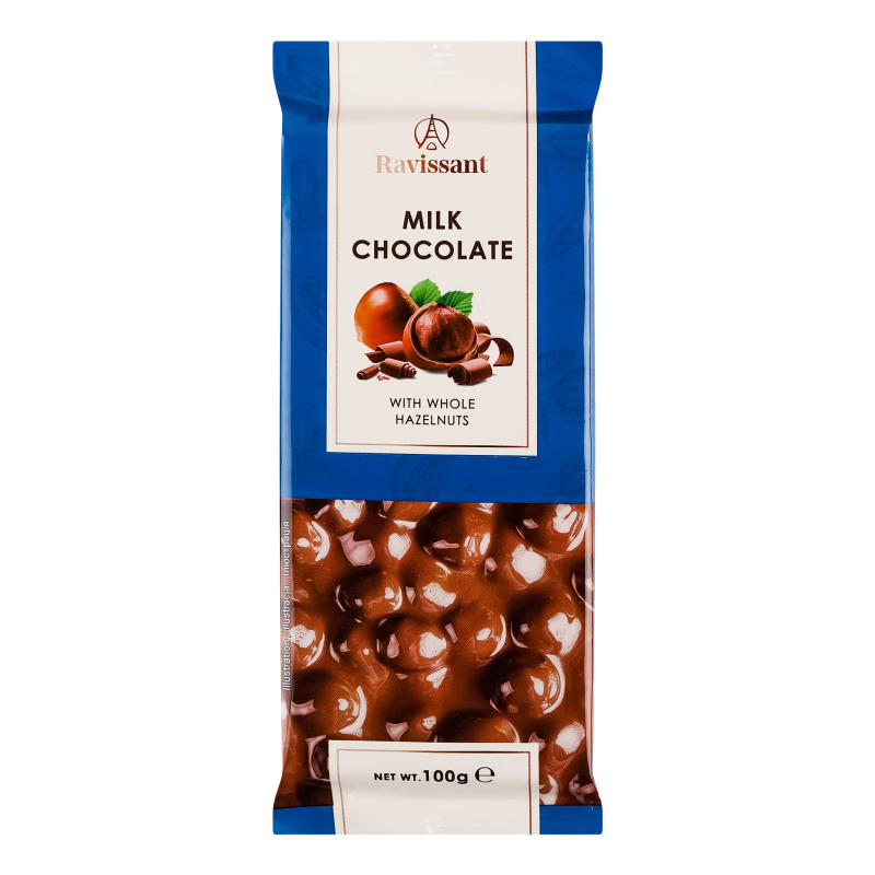 Шоколад молочний з цілими горіхами 100г ТМ Ravissant