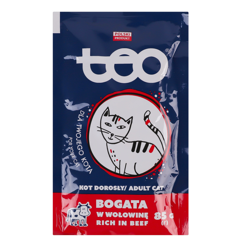 Корм для котів ТЕО соус з яловичиною вологий 85г