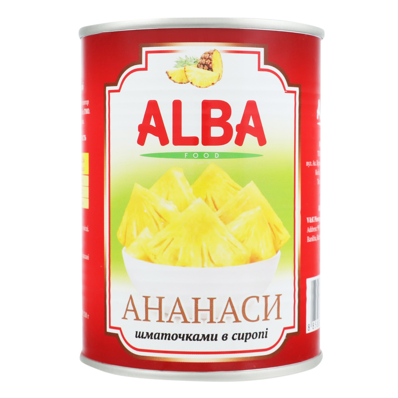 Ананаси ALBA FOOD шматочки сироп 580мл