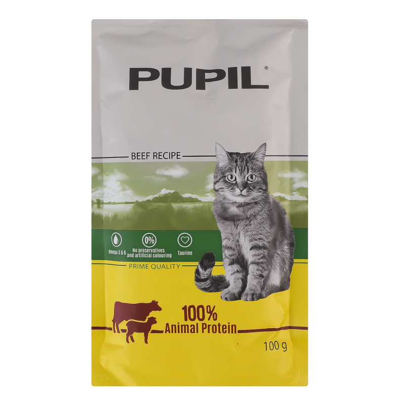 Корм для котів Pupil соус яловичина-ягня вологий 100г