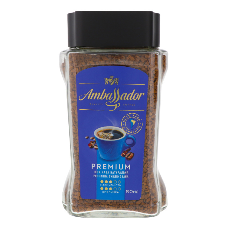 Кава розчинна Ambassador Premium скляна банка 190г