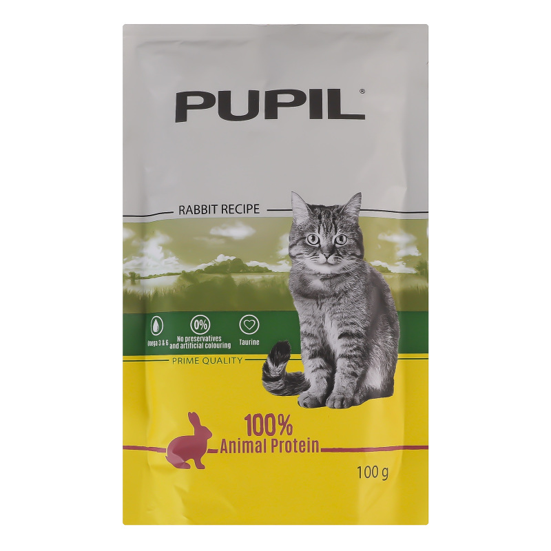 Корм для котів Pupil соус кролик вологий 100г