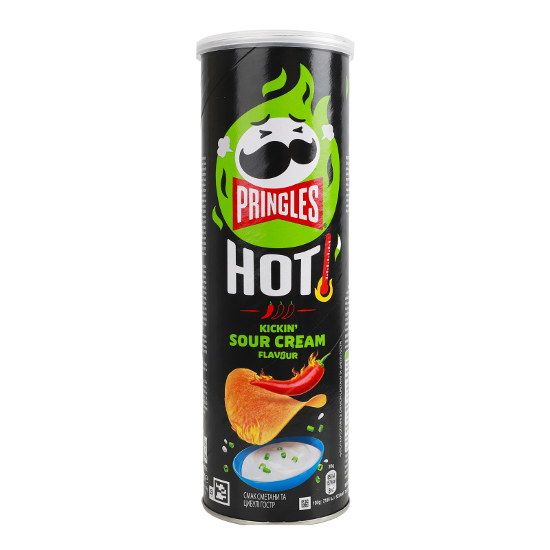 Чіпси PRINGLES HOT - KICKIN SOUR CREAM 160г 