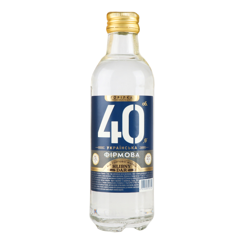 Горілка Hlibny Dar Українська Фірмова 40% 0.25 л 