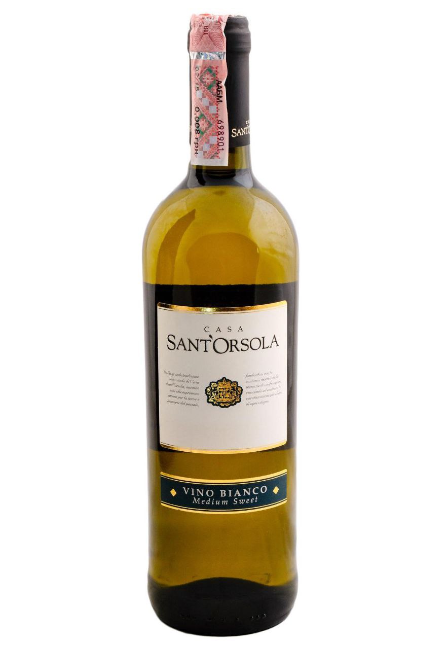 Вино Sant'Orsola Б'янко нап/сол/біл 0,75л Італ 11%