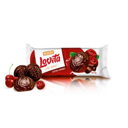 Печиво здобне Lovita Jelly Cookies желе какао вишня 135г
