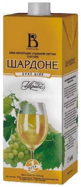 Вино Винлюкс 1л Шардоне біле сухе т/п 13%