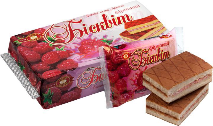 Бісквіт ФІРМОВИЙ ХБФ коктейль Малина вершки 330г