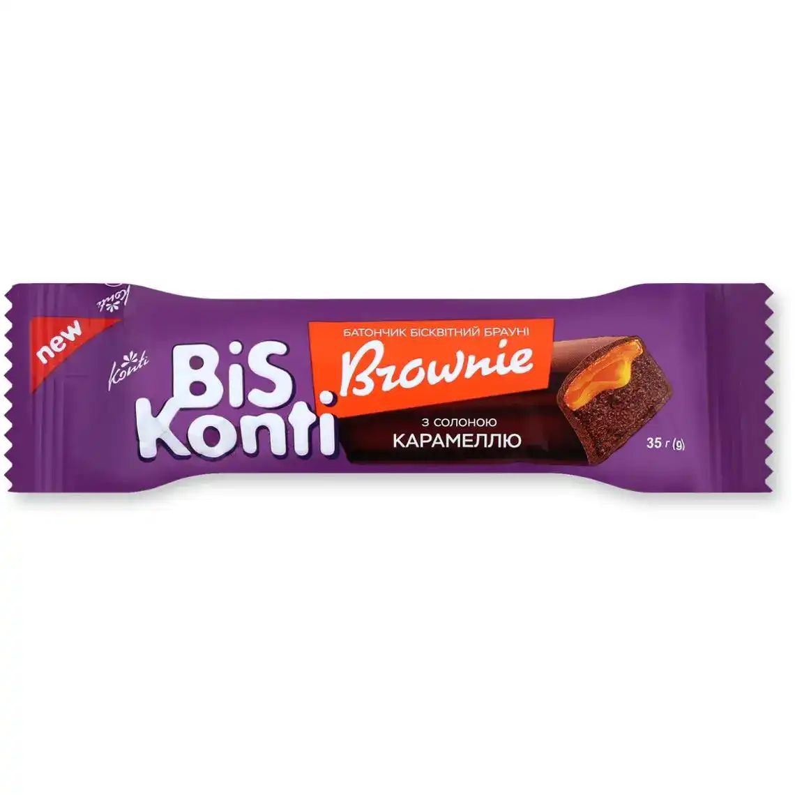 Батончик бісквітний BiSKonti Брауні Конті з солоною карамеллю 35г
