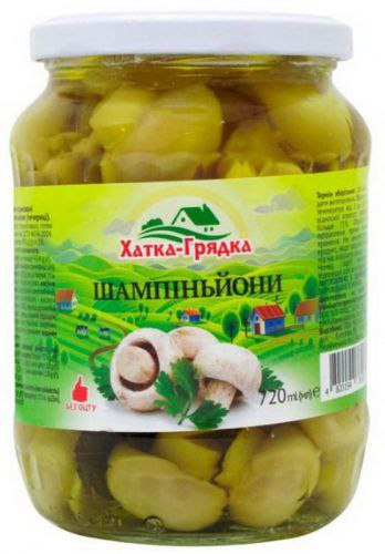Гриби ХАТКА-ГРЯДКА шампіньони цілі мариновані маленькі 720мл