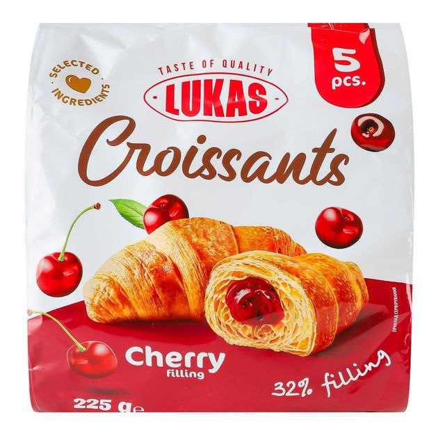 Круасанчик Лукас з вишневим наповнювачем 225г