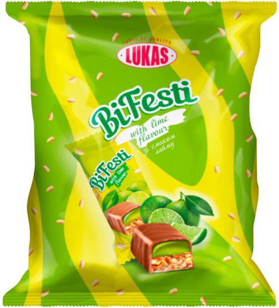 Цукерки Лукас BiFesti смак лайму глазуровані з грильяжно-желейним корпусом 1кг