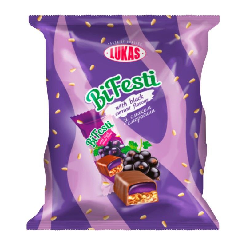 Цукерки Лукас BiFesti смак чорної смородини глазуровані з грильяжно-желейним корпусом 1кг