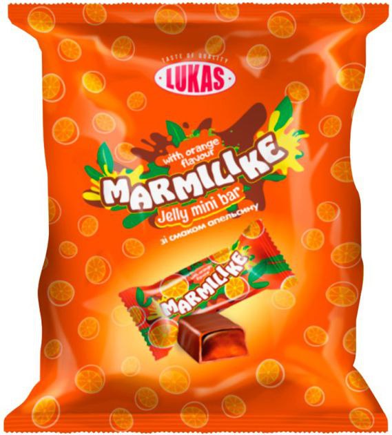 Цукерки Лукас Мармілайк смак апельсину глазуровані з желейним корпусом 1кг