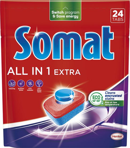 Таблетки для миття посуду в посудомийній машині Somat All in 1 Extra 24шт