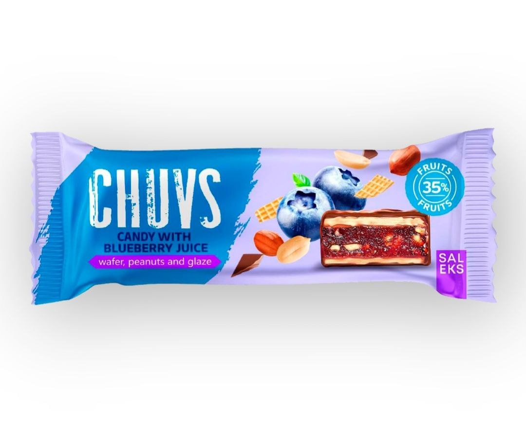 Цукерка Чавз з яблучним пюре соком чорниці та смаженим арахісом 30г