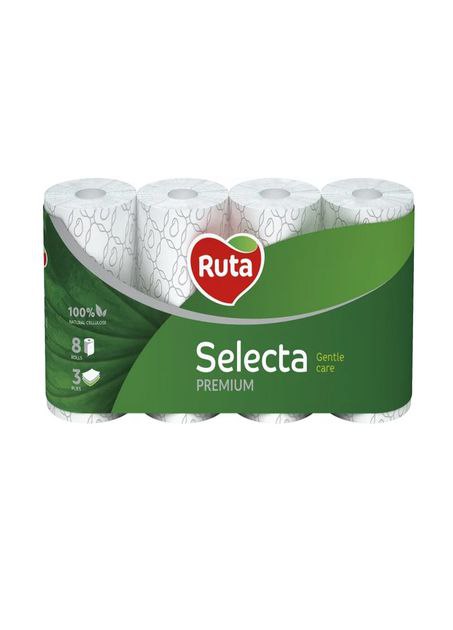 Папір туалетний Ruta Selecta 3-шар білий 8рул/уп