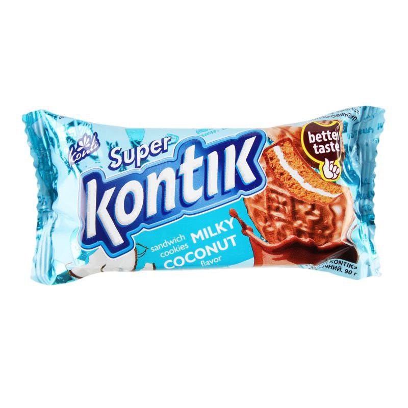 Печиво-сендвіч Super Kontik Конті зі смаком кокосу молочний 90г