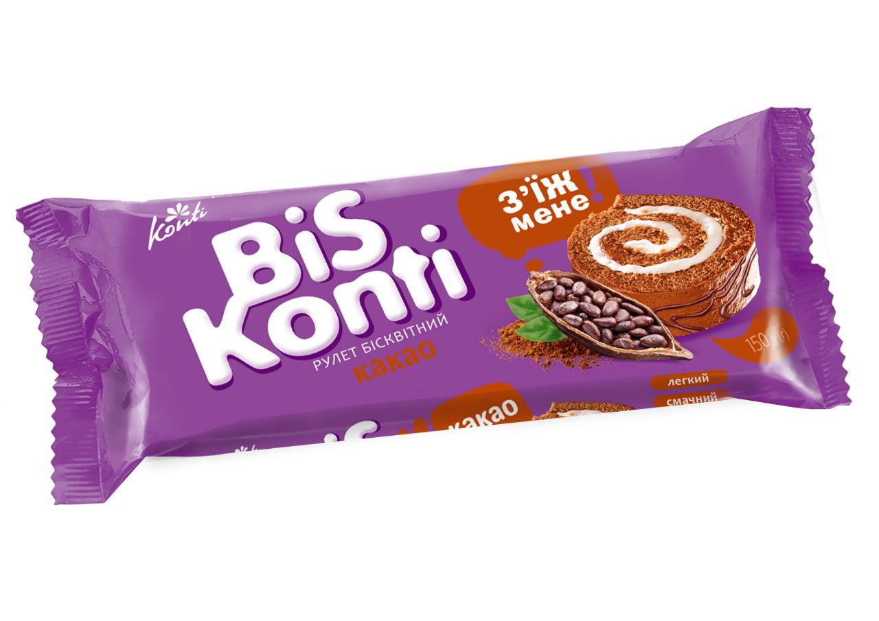 Рулет бісквітний BiSKonti Конті зі смаком какао 150г