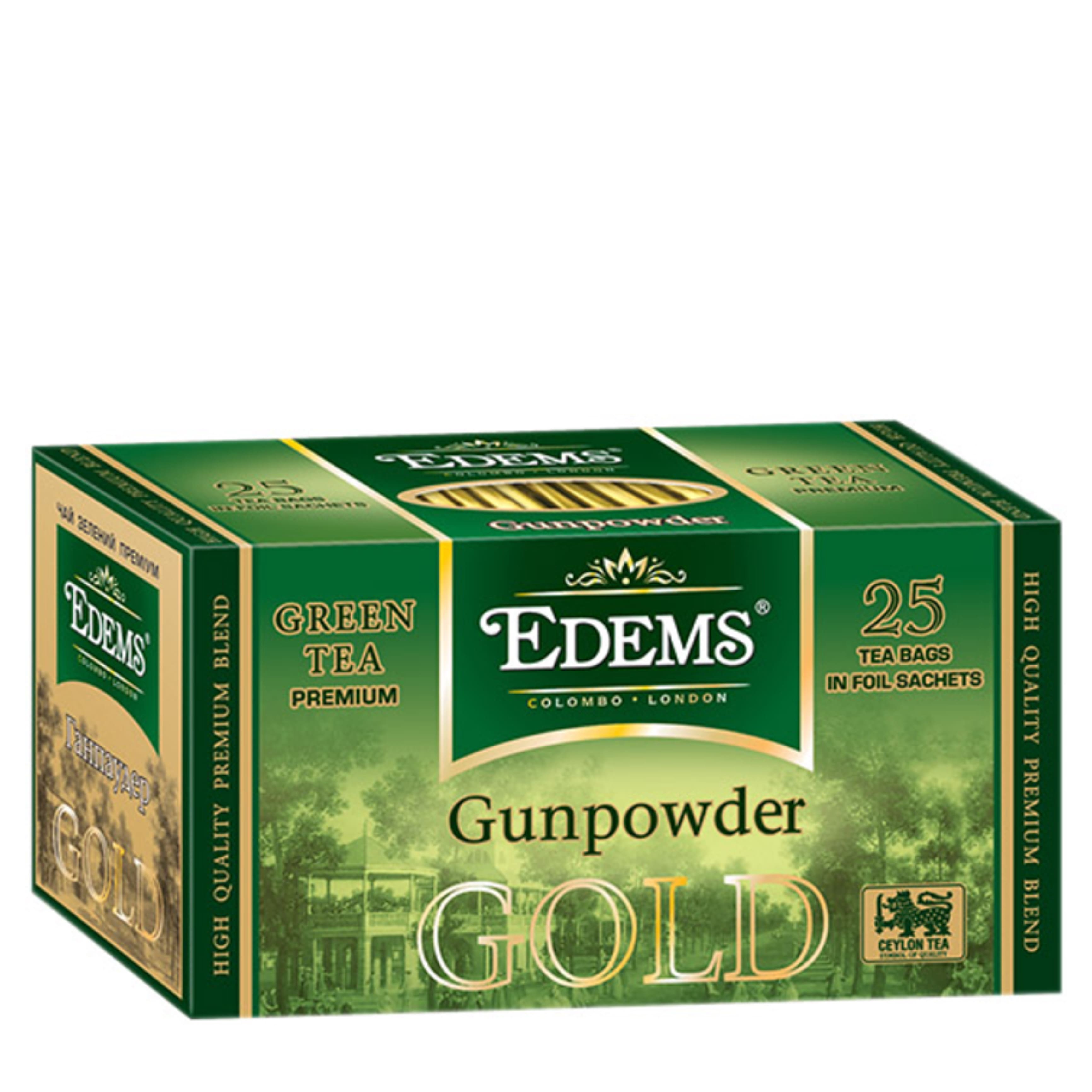 Чай зел Еdems Ганпаудер GOLD пак конверт 25х2г