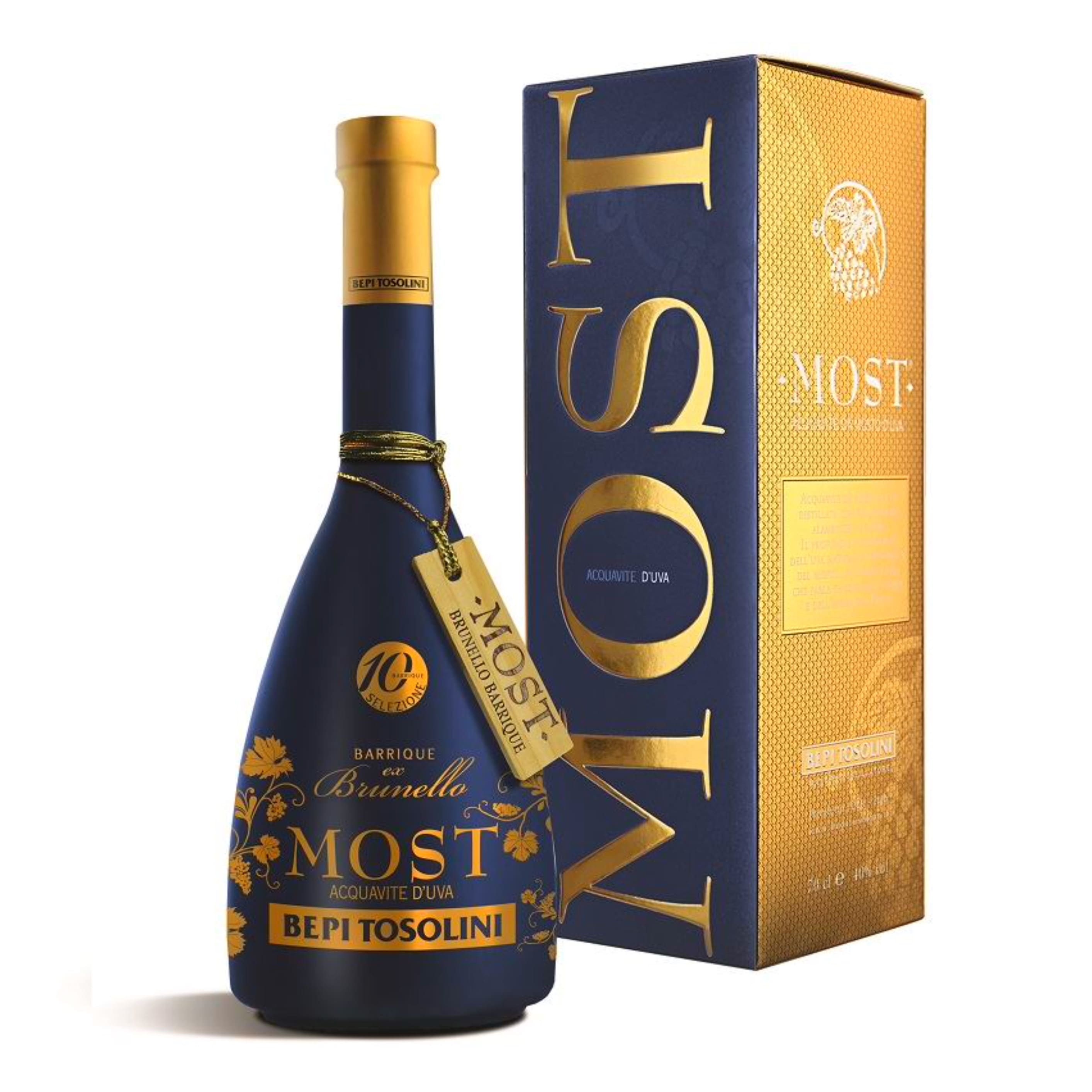 Граппа Bepi Tosolini Acquavite d'Uva Most Barrique Brunello 40% 0.7 л gift box